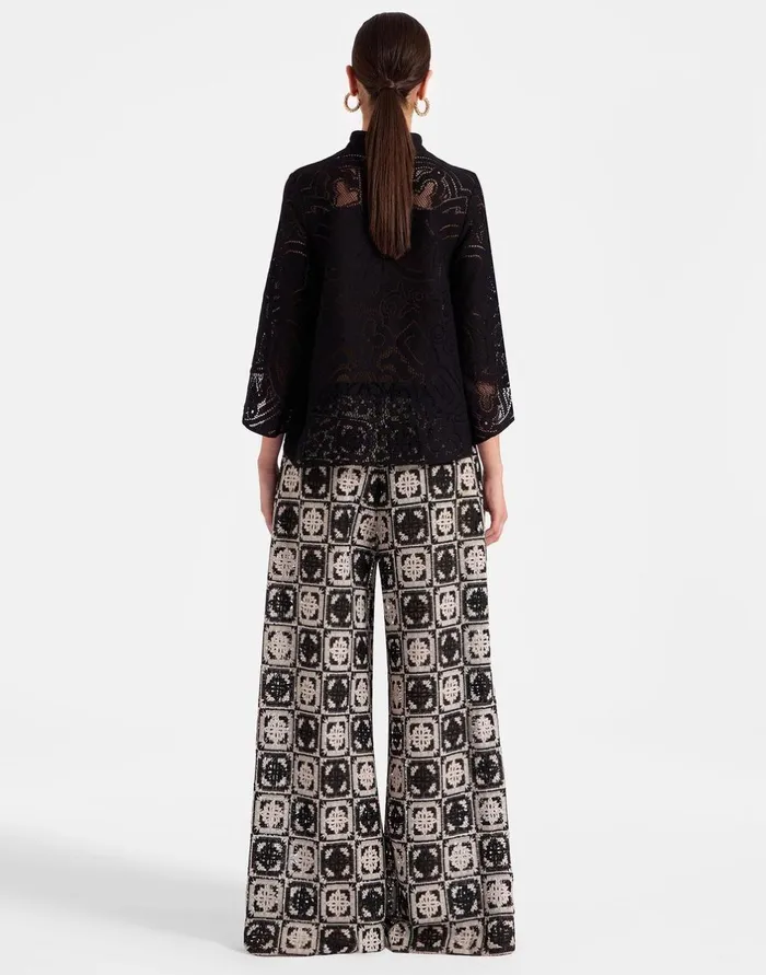 La Double J Palazzo Pants Mini Tiles Black In Macram Ready To Wear Shorts and Pants La Double J Palazzo Pants Mini Tiles Black In Macram Ready To Wear Shorts and Pants