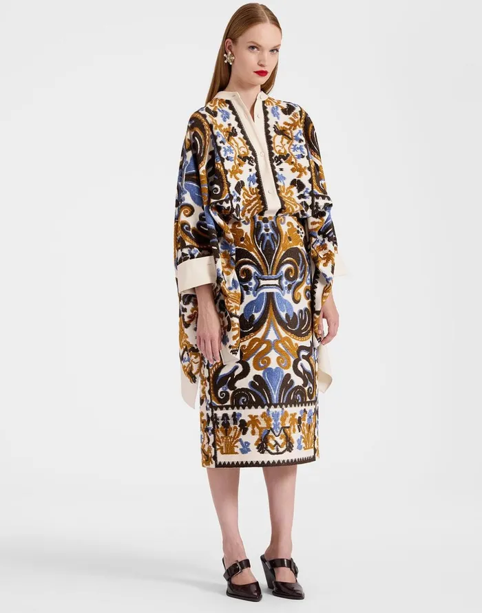 La Double J Pencil Skirt Corsini Cream In Jacquard Ready To Wear Skirts