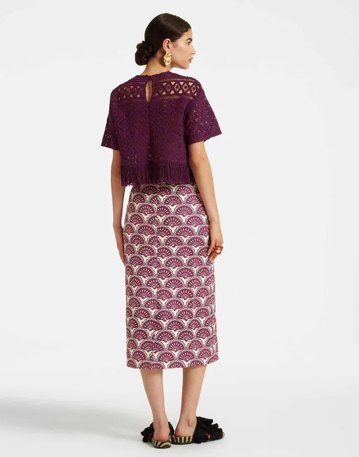 La Double J Pencil Skirt Fans Purple In Shot Cotton Ready To Wear Skirts La Double J Pencil Skirt Fans Purple In Shot Cotton Ready To Wear Skirts