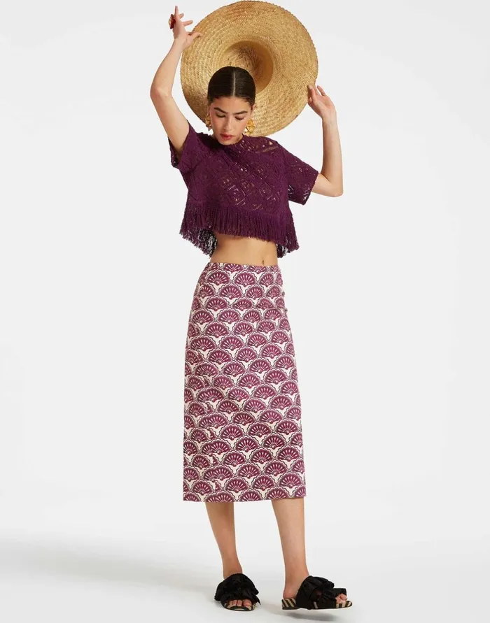 La Double J Pencil Skirt Fans Purple In Shot Cotton Ready To Wear Skirts La Double J Pencil Skirt Fans Purple In Shot Cotton Ready To Wear Skirts