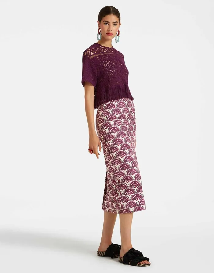 La Double J Pencil Skirt Fans Purple In Shot Cotton Ready To Wear Skirts La Double J Pencil Skirt Fans Purple In Shot Cotton Ready To Wear Skirts