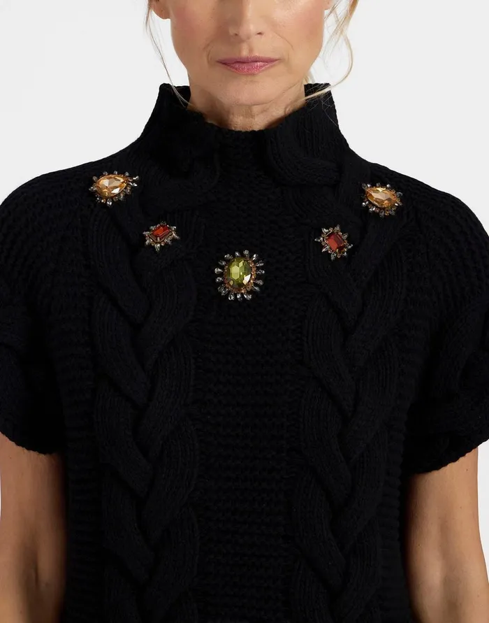 La Double J Portrait Top Solid Black In Chunky Wool Ready To Wear Knitwear La Double J Portrait Top Solid Black In Chunky Wool Ready To Wear Knitwear