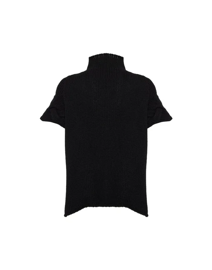 La Double J Portrait Top Solid Black In Chunky Wool Ready To Wear Knitwear La Double J Portrait Top Solid Black In Chunky Wool Ready To Wear Knitwear