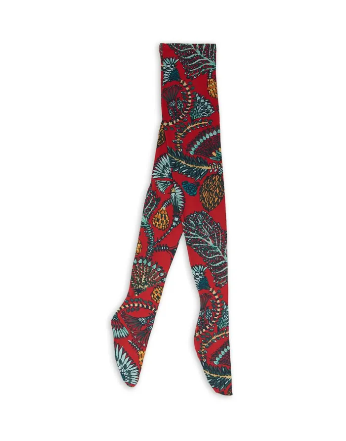 La Double J Printed Tights Sicomore Red In Stretch Nylon Ready To Wear Small Accessories La Double J Printed Tights Sicomore Red In Stretch Nylon Ready To Wear Small Accessories