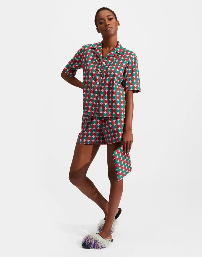 La Double J Short Pajama Mezzaluna Pink In Cotton Voile Ready To Wear Loungewear La Double J Short Pajama Mezzaluna Pink In Cotton Voile Ready To Wear Loungewear
