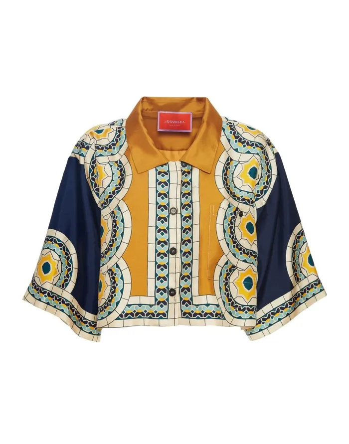 La Double J Short Shirt Mudejar Place Blue In Silk Twill Ready To Wear Shirts and Tops La Double J Short Shirt Mudejar Place Blue In Silk Twill Ready To Wear Shirts and Tops