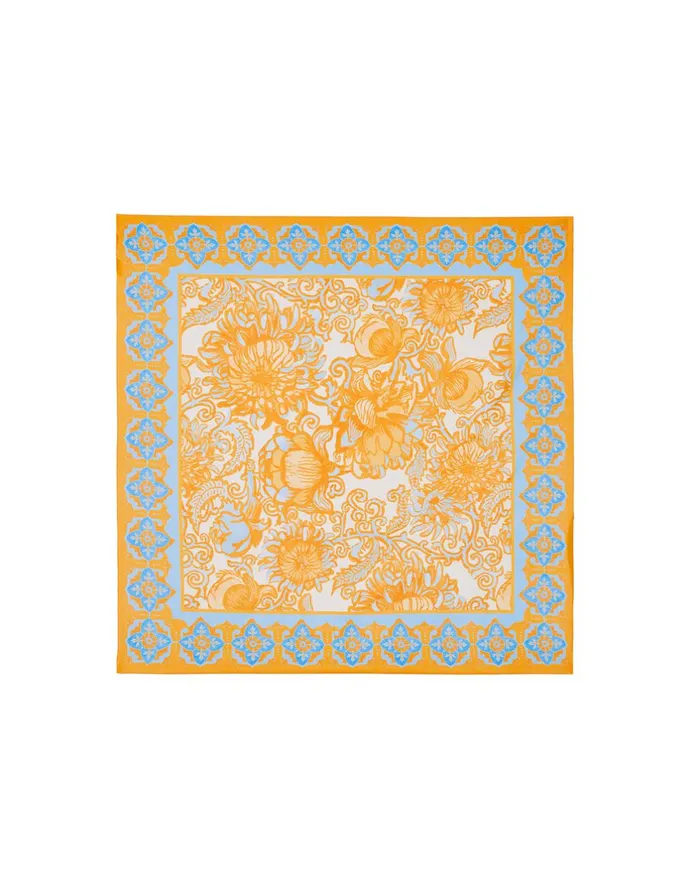 La Double J Square Scarf Anemone Orange In Cotton and Silk Ready To Wear Foulards and Scarves La Double J Square Scarf Anemone Orange In Cotton and Silk Ready To Wear Foulards and Scarves