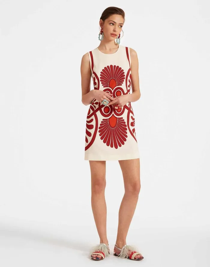 La Double J Stretch Tunic Medallion Place Cream In Envers Satin Ready To Wear Dresses