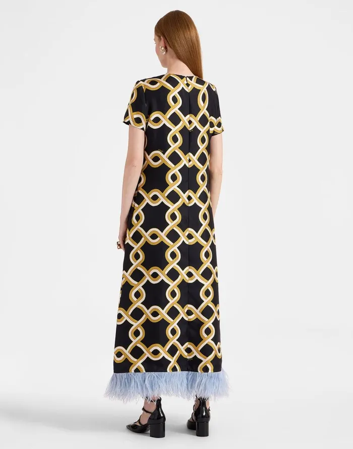 La Double J Swing Dress Tackle Black In Silk Twill With Feathers Ready To Wear Dresses La Double J Swing Dress Tackle Black In Silk Twill With Feathers Ready To Wear Dresses