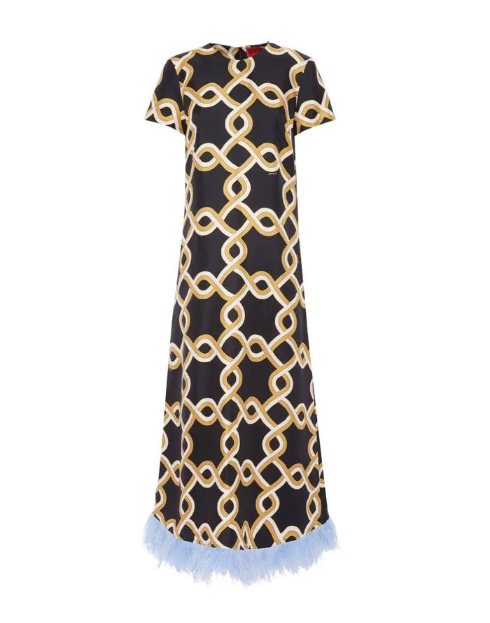 La Double J Swing Dress Tackle Black In Silk Twill With Feathers Ready To Wear Dresses La Double J Swing Dress Tackle Black In Silk Twill With Feathers Ready To Wear Dresses