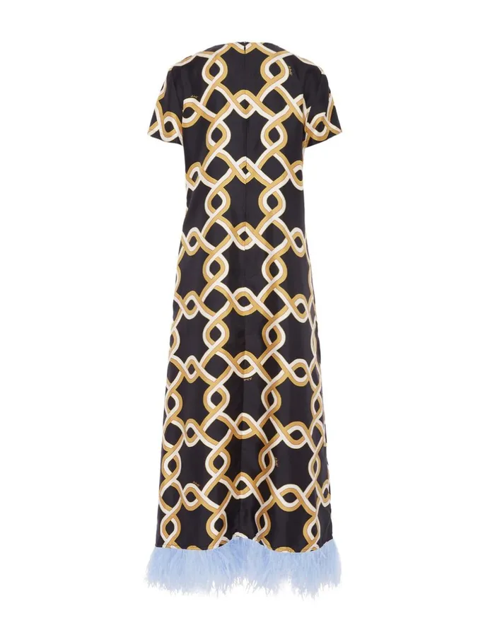 La Double J Swing Dress Tackle Black In Silk Twill With Feathers Ready To Wear Dresses La Double J Swing Dress Tackle Black In Silk Twill With Feathers Ready To Wear Dresses