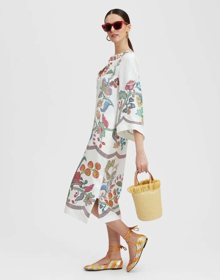 La Double J The Kaftan Grenadilla Place Off White In Silk Twill Ready To Wear Dresses
