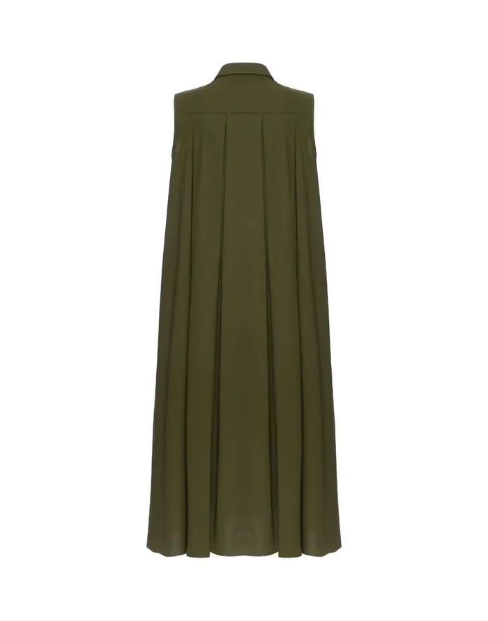 La Double J Tootsie Dress Solid Camouflage In Crisp Poplin With Lacey Ribbons Ready To Wear Dresses La Double J Tootsie Dress Solid Camouflage In Crisp Poplin With Lacey Ribbons Ready To Wear Dresses