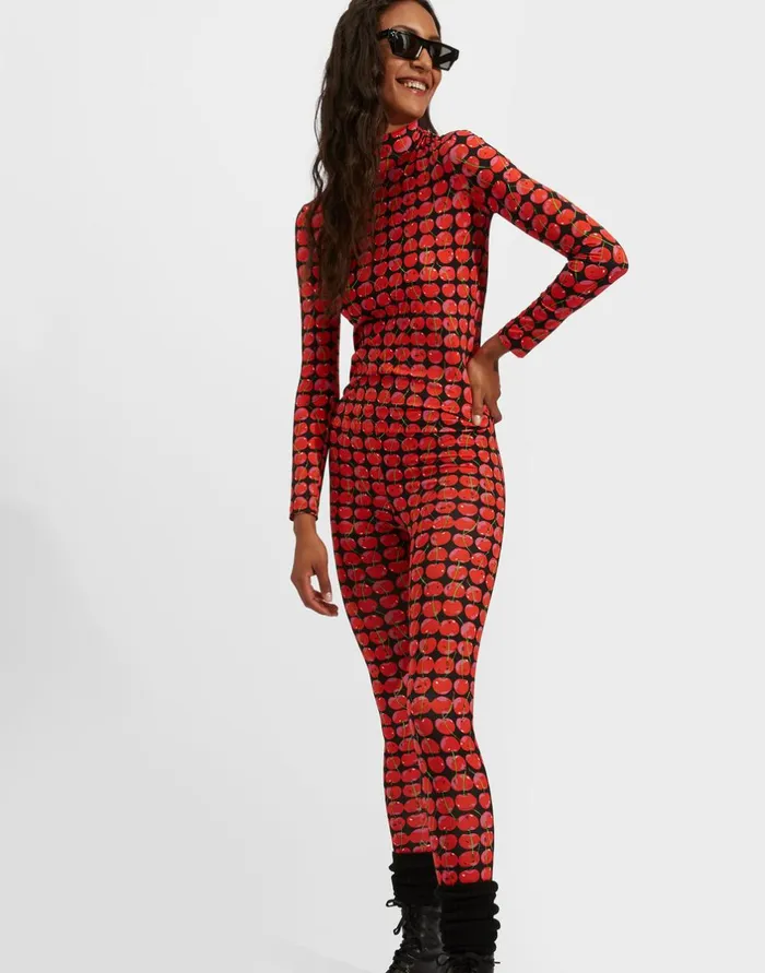 La Double J Turtleneck Black Cherries In New Skinny Jersey Ready To Wear Loungewear