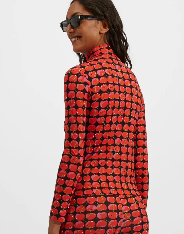 La Double J Turtleneck Black Cherries In New Skinny Jersey Ready To Wear Loungewear La Double J Turtleneck Black Cherries In New Skinny Jersey Ready To Wear Loungewear