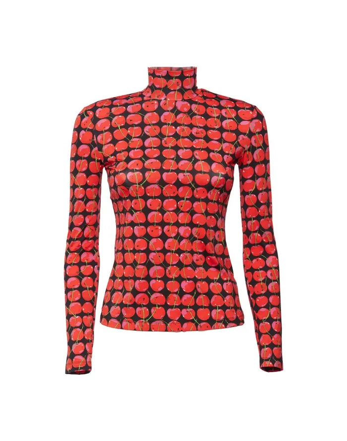 La Double J Turtleneck Black Cherries In New Skinny Jersey Ready To Wear Loungewear La Double J Turtleneck Black Cherries In New Skinny Jersey Ready To Wear Loungewear