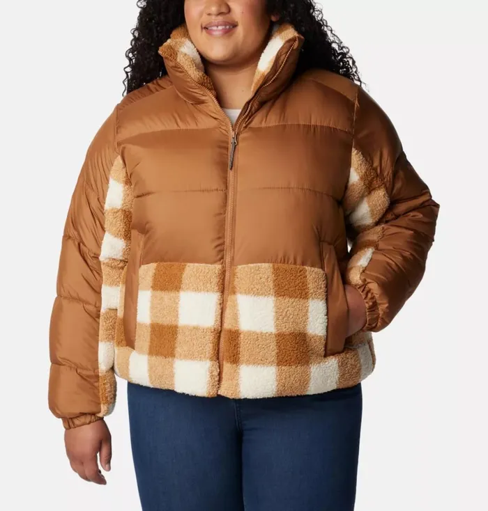 Leadbetter Point Sherpa Hybrid Jacket 8211 Plus Size Camel Brown Camel Brown Check Womens Columbia Sportswear Insulated and Down Leadbetter Point Sherpa Hybrid Jacket 8211 Plus Size Camel Brown Camel Brown Check Womens Columbia Sportswear Insulated and Down