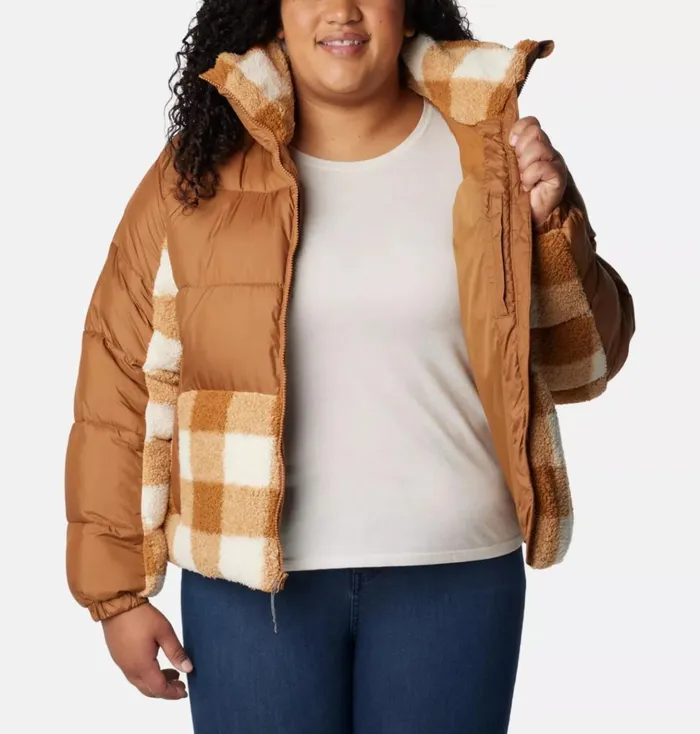 Leadbetter Point Sherpa Hybrid Jacket 8211 Plus Size Camel Brown Camel Brown Check Womens Columbia Sportswear Insulated and Down Leadbetter Point Sherpa Hybrid Jacket 8211 Plus Size Camel Brown Camel Brown Check Womens Columbia Sportswear Insulated and Down
