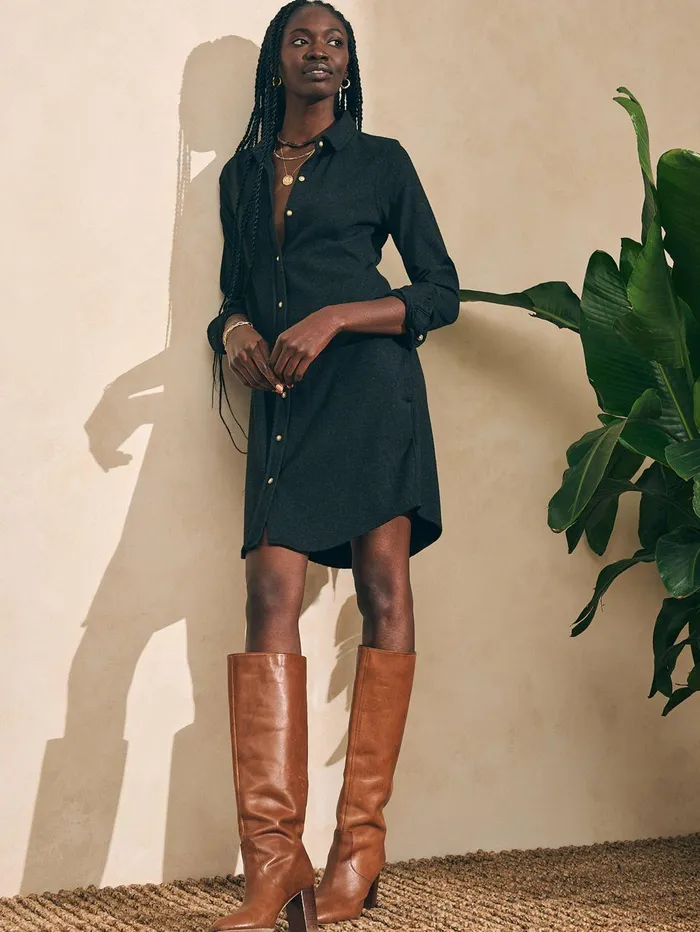 Legend Sweater Dress 8211 Heathered Black Twill Heathered Black Twill Women Faherty Dresses