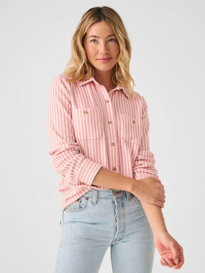 Legend Sweater Shirt 8211 Burnt Sierra Stripe Burnt Sierra Stripe Women Faherty Shirts and Tops