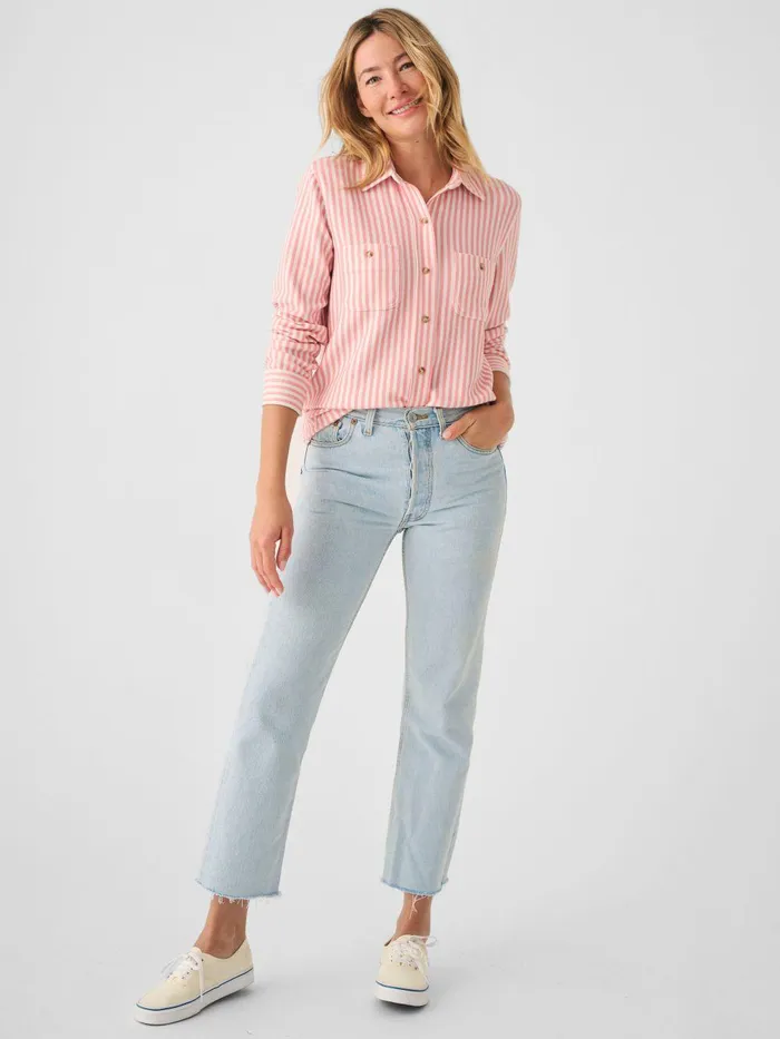 Legend Sweater Shirt 8211 Burnt Sierra Stripe Burnt Sierra Stripe Women Faherty Shirts and Tops