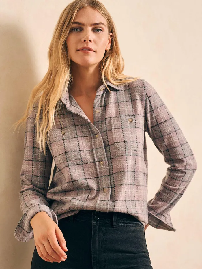 Legend Sweater Shirt 8211 Myst Plaid Myst Plaid Women Faherty Shirts and Tops