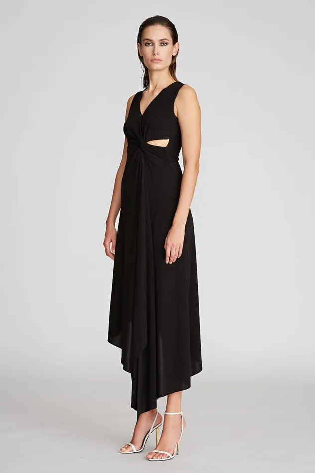 Lena Dress In Crepe Jersey Black Women Halston Cocktail