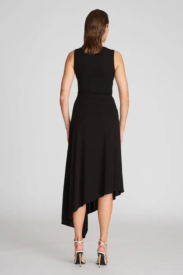 Lena Dress In Crepe Jersey Black Women Halston Cocktail