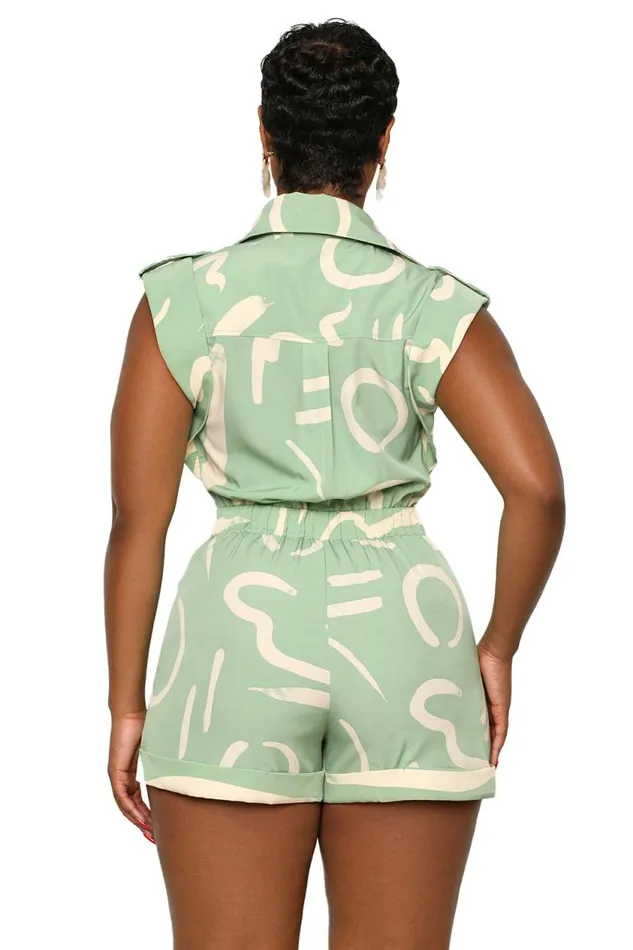 Lilly039s Kloset Basic Art Romper Sage Women Jumpsuits and Rompers