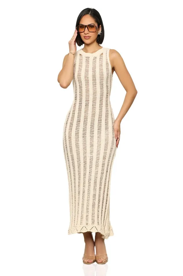 Lilly039s Kloset Beach Party Maxi Dress Cream Multi Women Dresses