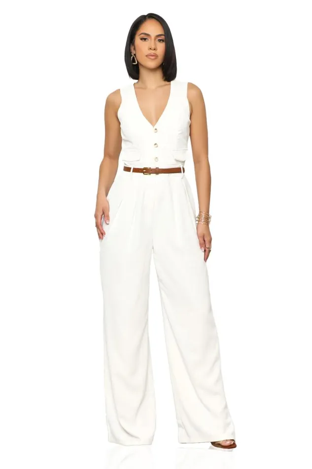 Lilly039s Kloset Coastal Serenity Jumpsuit White Women Jumpsuits and Rompers