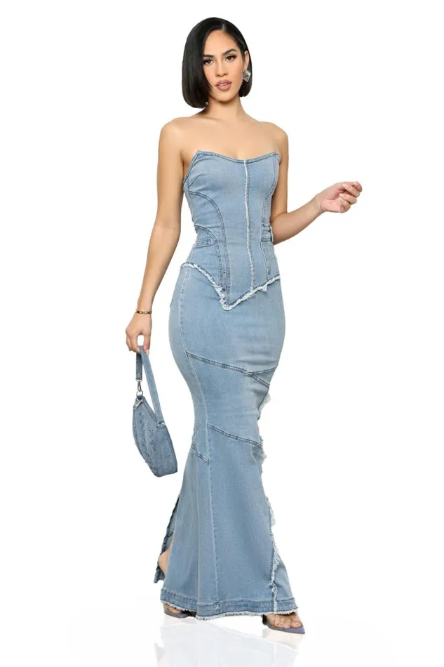 Lilly039s Kloset Denim Down Maxi DressFINAL SALE Women Dresses