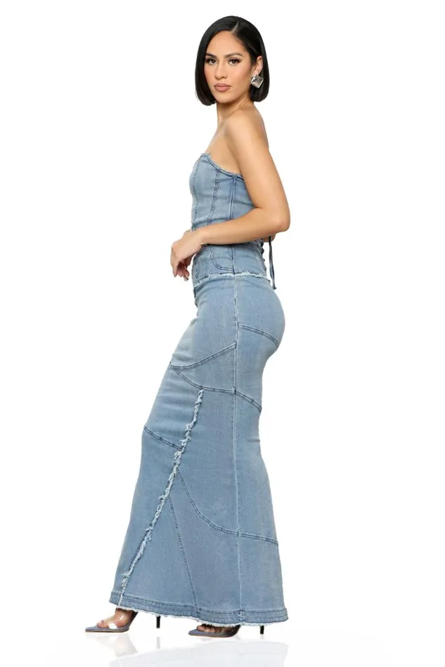 Lilly039s Kloset Denim Down Maxi DressFINAL SALE Women Dresses