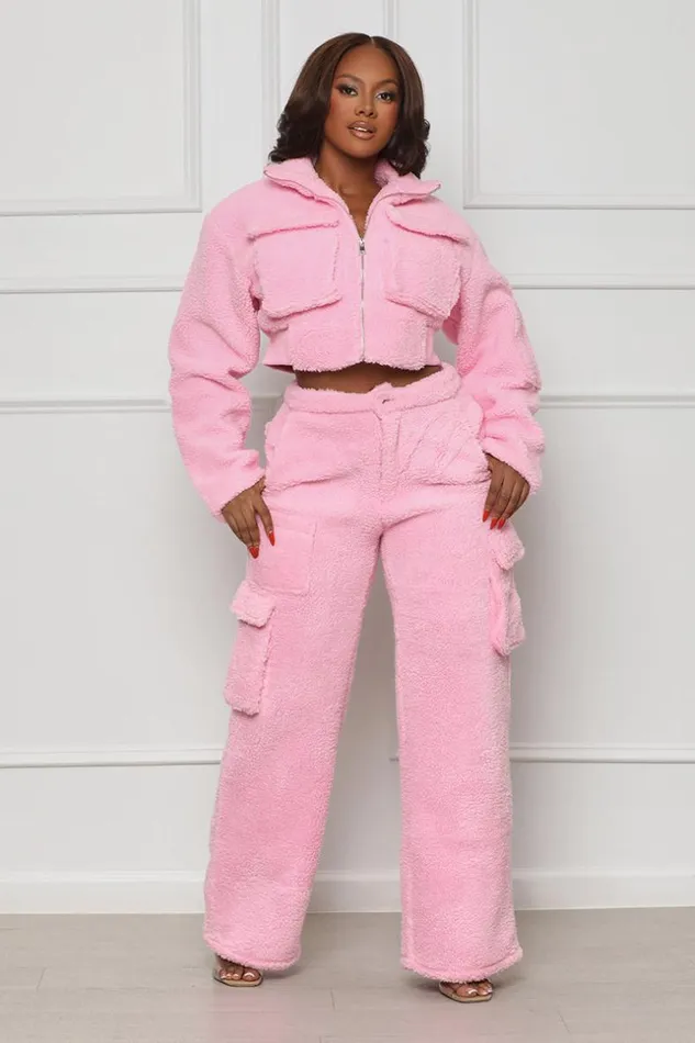 Lilly039s Kloset Feelin Sherpa Pants Set Pink FINAL SALE Women Sets