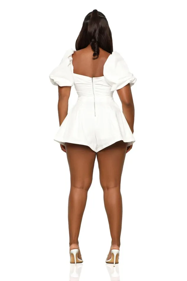 Lilly039s Kloset Flirt With Me Romper White Women Jumpsuits and Rompers