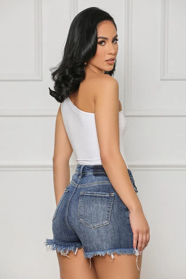 Lilly039s Kloset Keep It Smooth One Shoulder Bodysuit WhiteFINAL SALE Women Tops