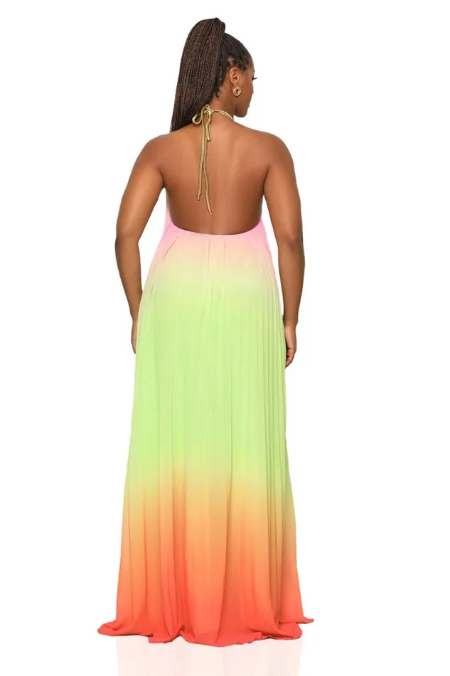 Lilly039s Kloset Ombre Halter Dress Pink Multi Women Dresses