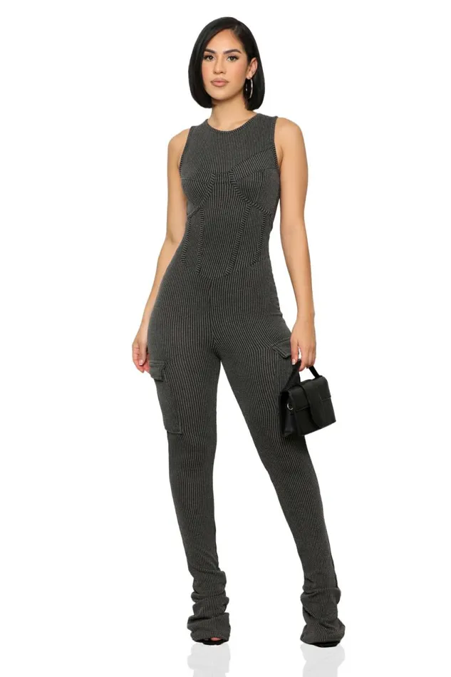 Lilly039s Kloset On The Go Ribbed Jumpsuit BlackFINAL SALE Women Jumpsuits and Rompers