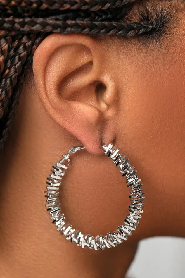 Lilly039s Kloset Ridge Hoop Earrings Sliver Women Jewelry