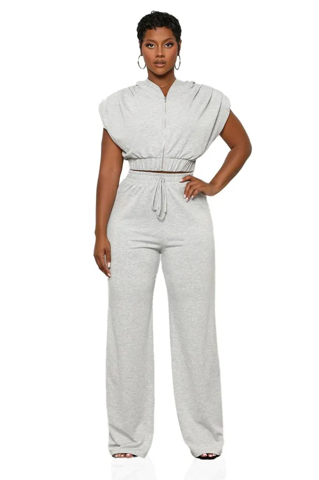 Lilly039s Kloset Running Errands Pants Set GreyFINAL SALE Women Sets