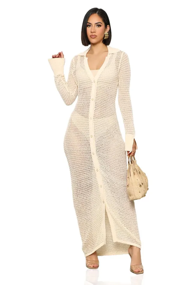 Lilly039s Kloset Take A Splash Knit Maxi Dress CreamFINAL SALE Women Dresses