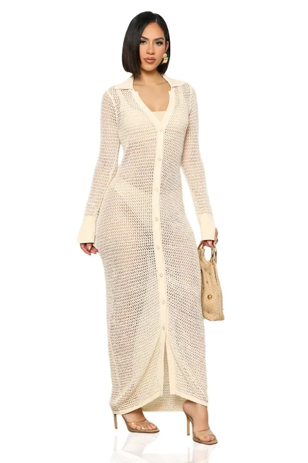 Lilly039s Kloset Take A Splash Knit Maxi Dress CreamFINAL SALE Women Dresses