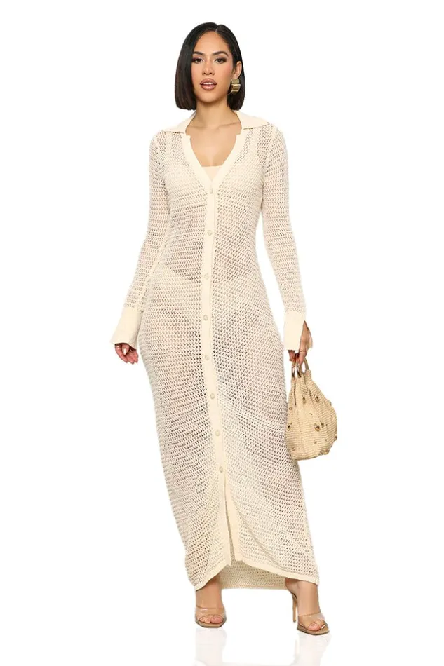 Lilly039s Kloset Take A Splash Knit Maxi Dress CreamFINAL SALE Women Dresses