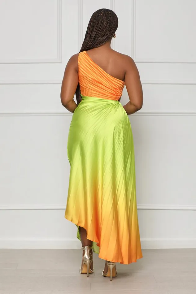 Lilly039s Kloset Tangerine Burst One Shoulder Dress Orange Multi FINAL SALE Women Dresses