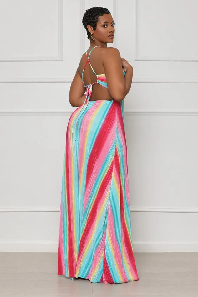 Lilly039s Kloset Taste The Rainbow Maxi Dress Pink MultiFINAL SALE Women Dresses