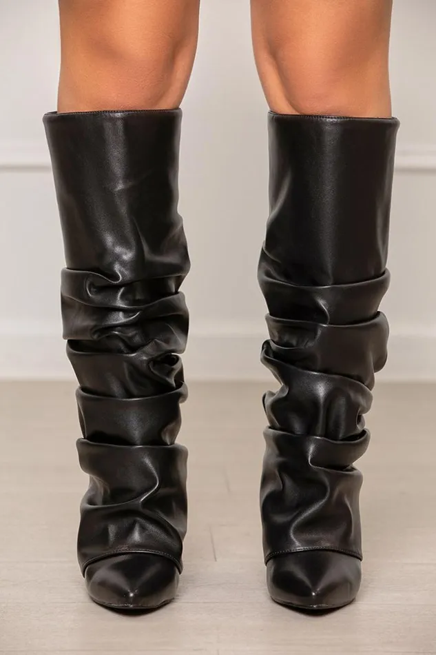 Lilly039s Kloset Zumma Ruched Wedge Boot Black FINAL SALE Women Boots