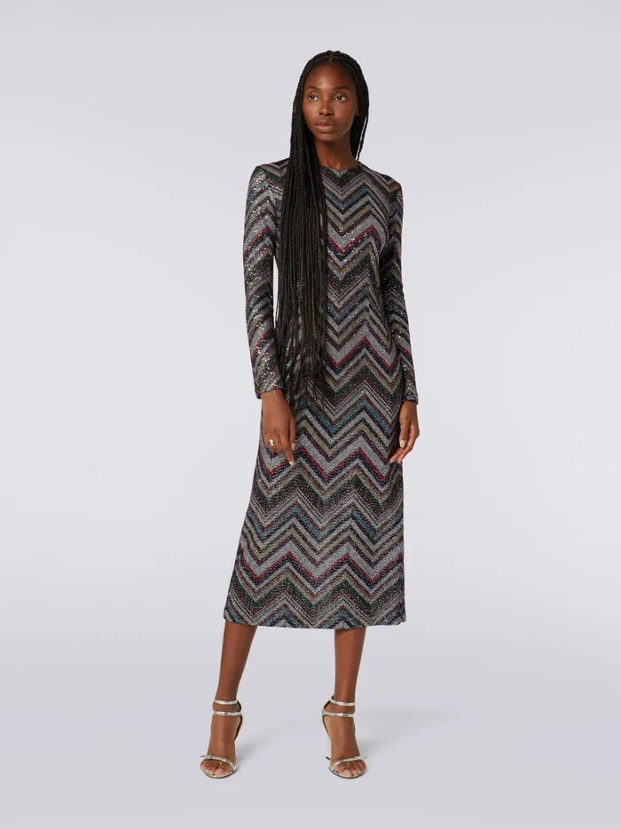 Long Dress In Viscose Blend With Zigzag And Sequins Multicoloured Women Missoni Dresses Long Dress In Viscose Blend With Zigzag And Sequins Multicoloured Women Missoni Dresses