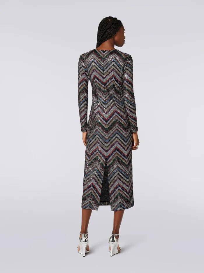 Long Dress In Viscose Blend With Zigzag And Sequins Multicoloured Women Missoni Dresses Long Dress In Viscose Blend With Zigzag And Sequins Multicoloured Women Missoni Dresses