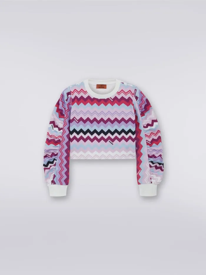 LongSleeved Cotton Sweatshirt With Zigzag Multicoloured Kids Missoni Clothing