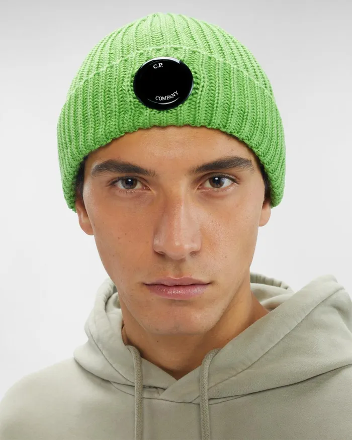 Man CP Company Hats Extra Fine Merino Wool Beanie Classic Green